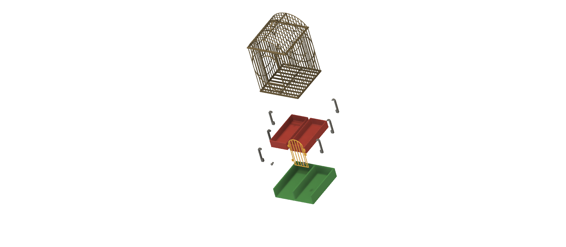 STL file House Style Economy bird cage for finches, canaries, parakeets ...